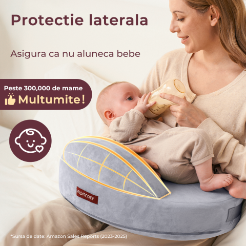 Perna alaptare Momcozy Exclusive din spuma cu memorie Grey [7]