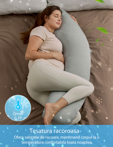 Perna gravide Momcozy Jersey Fabric Light Grey [2]