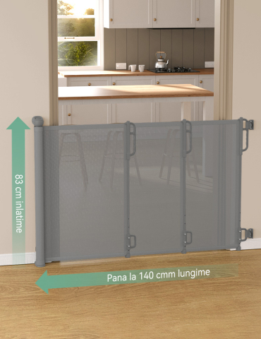 Poarta retractabila bebelusi Momcozy 140 cm Grey [3]