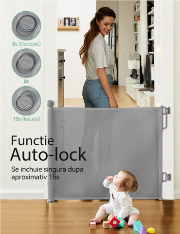 Poarta retractabila bebelusi Momcozy 140 cm Grey [5]