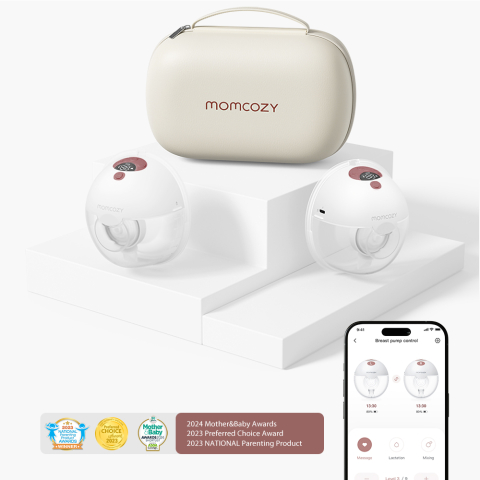 Momcozy - Pompa de san Momcozy Hands-free dubla M5 Red, control prin aplicatie