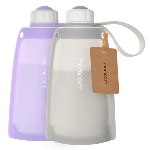 Momcozy - Pungi depozitare lapte silicon Momcozy set 2 buc Purple/Grey