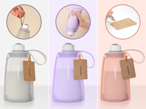 Pungi depozitare lapte silicon Momcozy set 2 buc Purple/Grey [1]