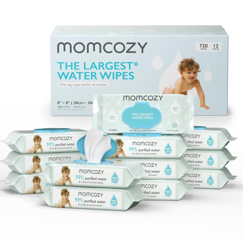 Momcozy - Set 12 pachete servetele umede Momcozy 99% apa