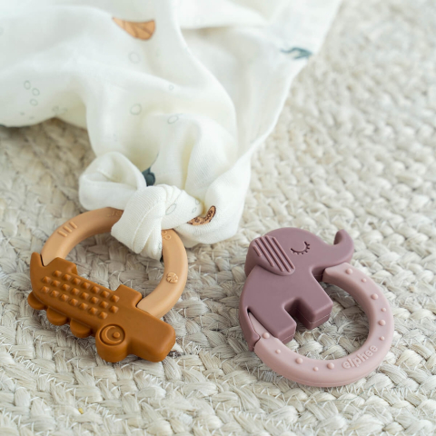 Set 2 inele dentitie din silicon Done by Deer Deer Friends Mustar/Roz Pudra [3]