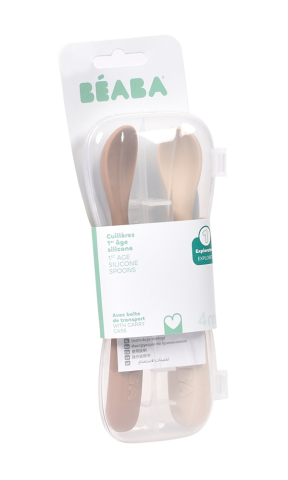 Beaba - Set 2 lingurite silicon +4 luni Beaba Clay