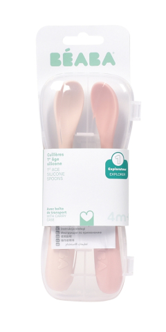 Set 2 lingurite silicon +4 luni Beaba Cotton [2]