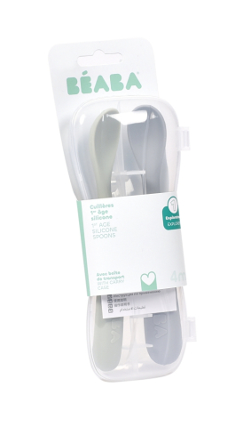 Beaba - Set 2 lingurite silicon +4 luni Beaba Nature