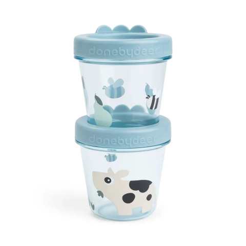 Done by Deer - Set 2 recipiente alimente Done by Deer Tiny Farm Blue