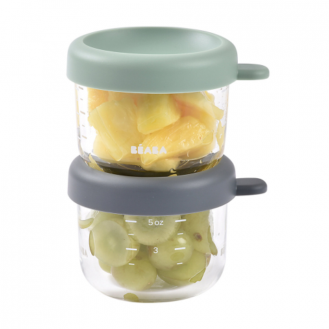 Set 2 recipiente ermetice sticla Beaba 150 ml Mineral/Sage Green [1]