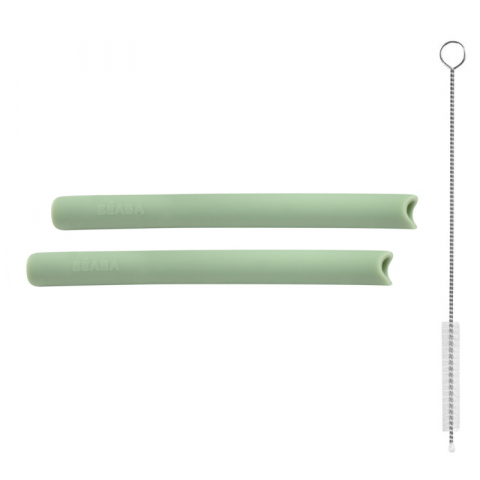 Beaba - Set accesorii pentru cana de antrenament cu pai din silicon Beaba Sage Green