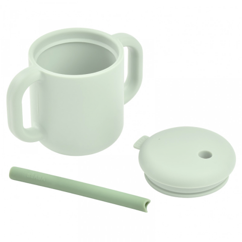 Set accesorii pentru cana de antrenament cu pai din silicon Beaba Sage Green [1]