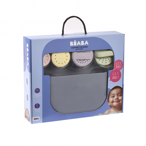 Cos silicon Beaba cu jucarii de baie Pebble [1]