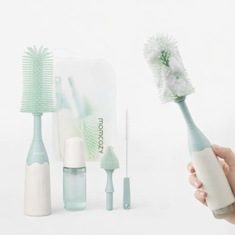 Momcozy - Set curatare biberoane Momcozy cu spuma 360 Push-Press Green