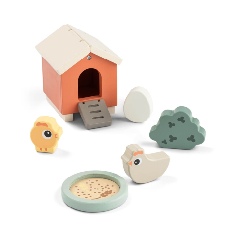 Done by Deer - Set de joaca din lemn Tiny Farm Done by Deer Clucky Multicolor