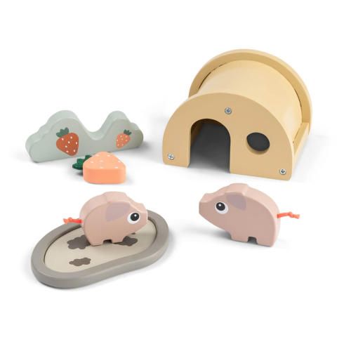 Done by Deer - Set de joaca din lemn Tiny Farm Done by Deer Pigee Multicolor