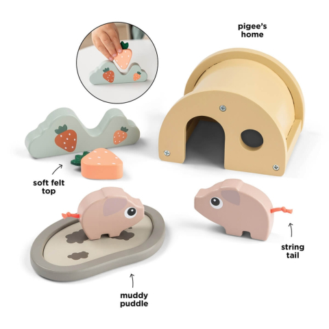 Set de joaca din lemn Tiny Farm Done by Deer Pigee Multicolor [1]