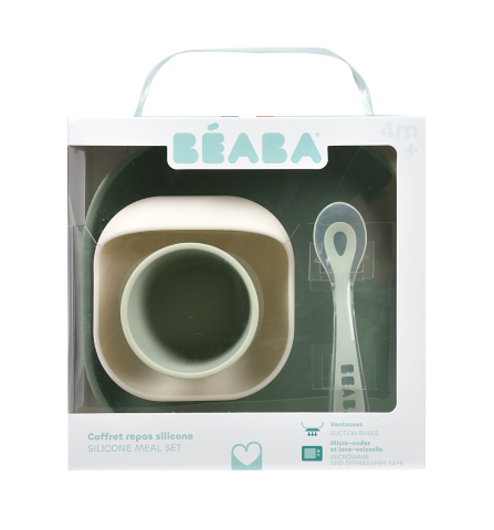 Set de masa silicon Beaba 4 piese Sage Green/Misty Green [1]