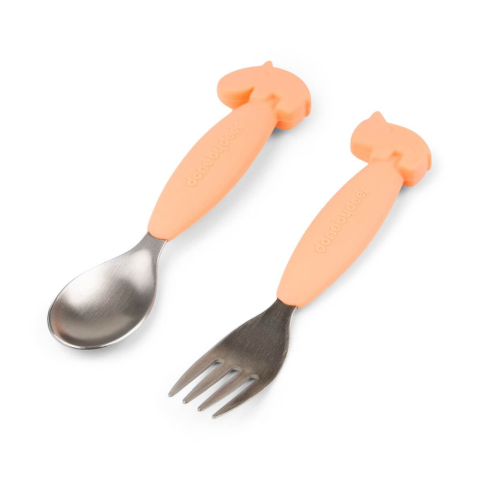 Set furculita si lingura Done by Deer Easy-grip Deer Friends Coral [1]
