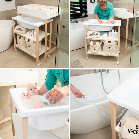 Set masa de infasat si cadita cu suport Childhome Natural/Alb [4]