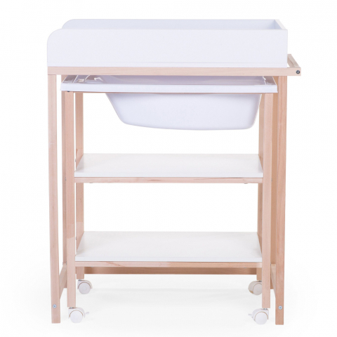 Set masa de infasat si cadita cu suport Childhome Natural/Alb [3]