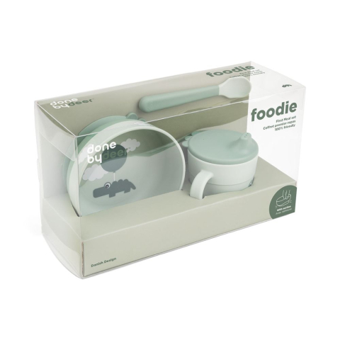 Set pentru primele mese cu ventuza Done by Deer Foodie Happy Clouds Green [5]