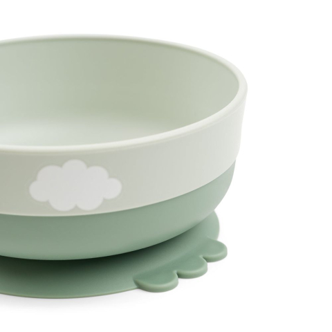 Set pentru primele mese cu ventuza Done by Deer Foodie Happy Clouds Green [1]