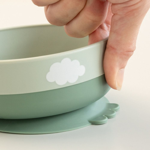 Set pentru primele mese cu ventuza Done by Deer Foodie Happy Clouds Green [7]