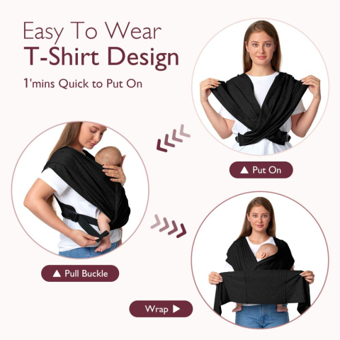 Sistem de purtare Momcozy tip wrap Black [4]