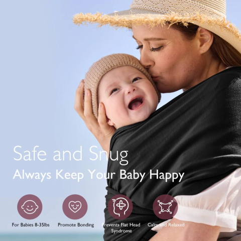 Sistem de purtare Momcozy tip wrap Black [3]