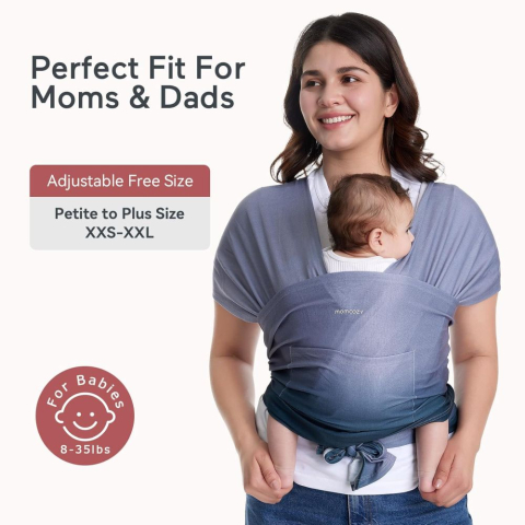 Sistem de purtare Momcozy tip wrap Blue [3]