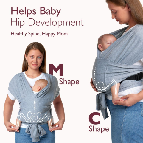 Sistem de purtare Momcozy tip wrap Grey [4]