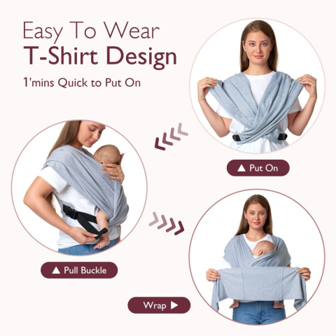 Sistem de purtare Momcozy tip wrap Grey [3]