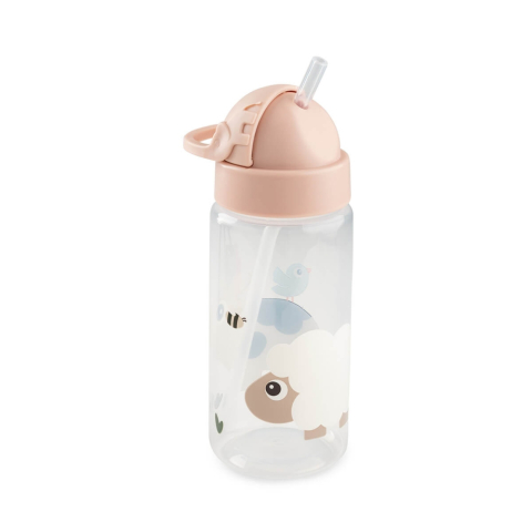 Sticla cu pai pentru copii Done by Deer Tiny Farm Roz Pudra 350 ml [1]