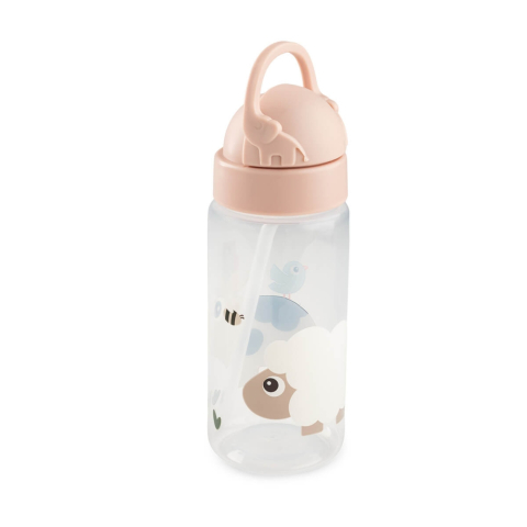 Masa bebelusului - Sticla cu pai pentru copii Done by Deer Tiny Farm Roz Pudra 350 ml