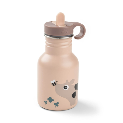 Masa bebelusului - Sticla din inox pentru copii Done by Deer Tiny Farm Roz Pudra 350 ml