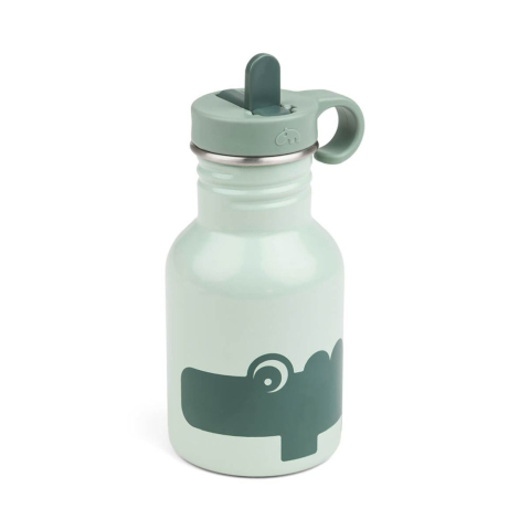 Done by Deer - Sticla metalica cu pai Done by Deer Croco Green 350 ml