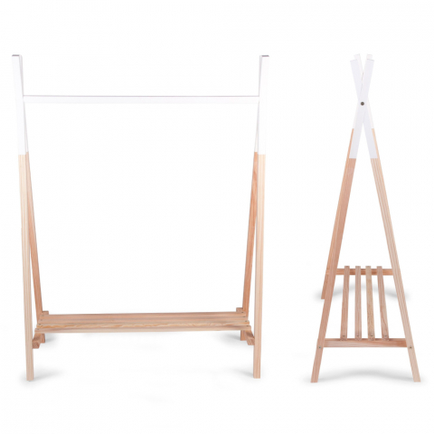 Suport haine Tipi Childhome 107x48x137 cm, Lemn Natural/Alb [1]