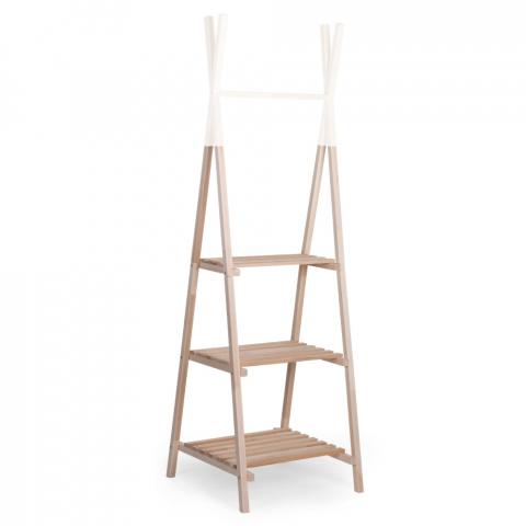 Childhome - Suport haine Tipi Childhome 60x60x197.3 cm, Lemn Natural/Alb