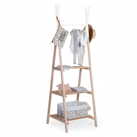Suport haine Tipi Childhome 60x60x197.3 cm, Lemn Natural/Alb [3]
