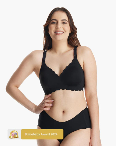 Sutien alaptare floral fara cusaturi cu sustinere Momcozy YN46 Black S [1]