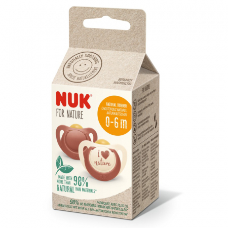 Nuk - Suzeta Nuk for Nature Latex M1, 0-6 luni, Set 2 Bucati, Rosu