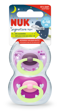 Nuk - Suzeta Nuk Signature Night Silicon 6-18 Luni M2 Set 2 Bucati - Nuk