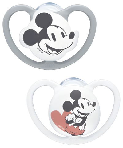 Nuk - Suzeta NUK Space Disney Mickey Silicon M3 18-36 luni, Set 2 bucati