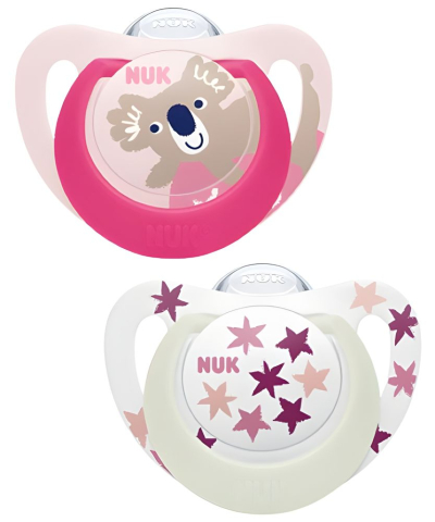 Nuk - Suzeta Nuk Star Day & Night Silicon M3 18-36 luni, Set 2 bucati, Koala