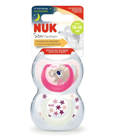 Suzeta Nuk Star Day & Night Silicon M3 18-36 luni, Set 2 bucati, Koala [2]