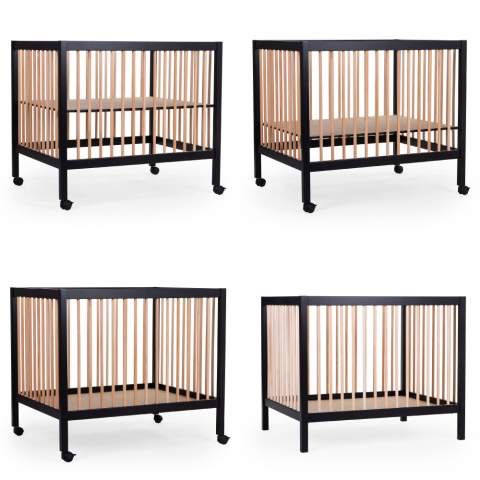 Tarc Childhome 97 cu roti 75x95 cm MDF Natural/Negru [1]