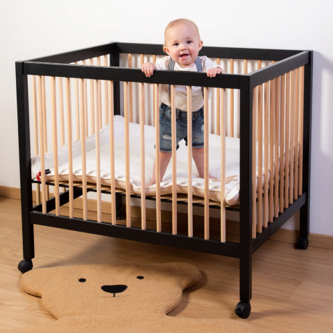 Tarc Childhome 97 cu roti 75x95 cm MDF Natural/Negru [2]