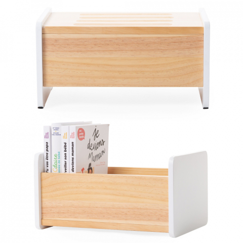 Treapta inaltator Childhome 35x23x18 cm Lemn Natural/Alb [1]