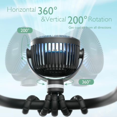 Ventilator portabil pentru carucior Momcozy Black [2]